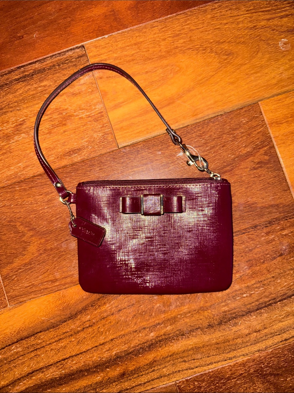Coach Darcy Burgundy Bow Wristlet